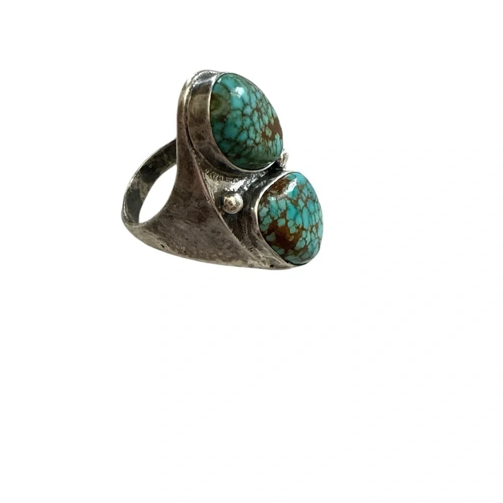 Navajo Silver Nevada Blue Turquoise Ring